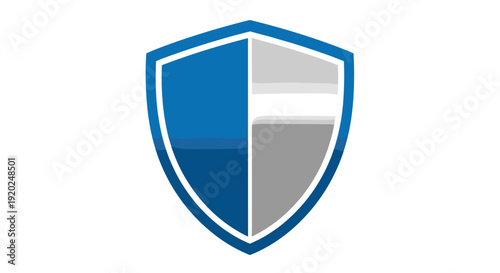 A strong and modern vector illustration of a shield, divided into vibrant blue and subtle grey segments, symbolizing protection and security. Free Download A strong and modern vector illustration of a shield, divided into vibrant blue and subtle grey segments, symbolizing protection and security. - GFXLoad