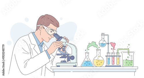 Scientist Examining Sample Under Microscope.