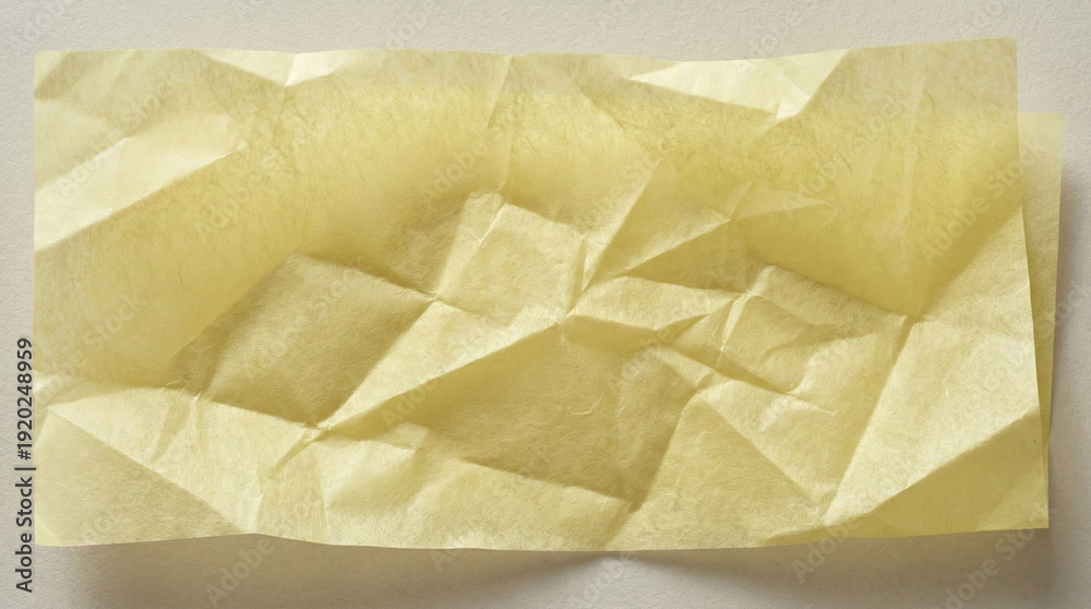 Obraz premium Crumpled Pastel Yellow Tissue Paper Texture Close-Up