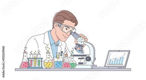 Scientist Examining Sample Through Microscope.
