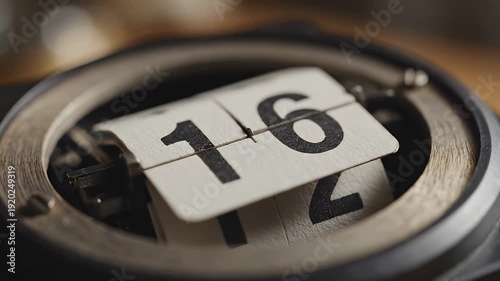 Close-up of Vintage Flip Clock Displaying Date 15, Time Passing Concept