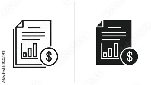 Financial Report Chart with Dollar Sign - Business and Finance Icon