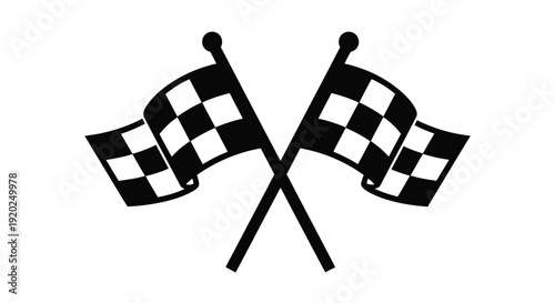 Two checkered racing flags crossed in a simple black and white design