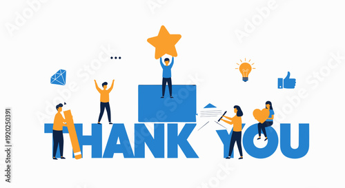Thank You Message with People and Symbols.