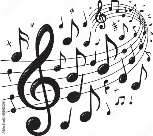 Music Note Line Editable Icon Set – Contains Icons Related to Melody, Sound, Treble, Song, Orchestra & More. Editable Stroke. Vector Illustration