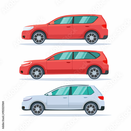 Car in different view. Front, back, top and side car projection. Flat illustration for designing. Vector suv.