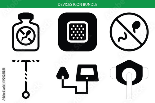 Collection of device icons bundle for various applications and prohibited actions Vector, illustration