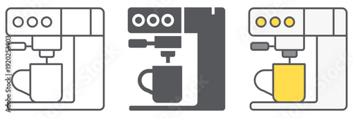 Coffee machine line icon, household and kitchen, coffee maker sign, vector graphics, a linear pattern on a white background.