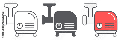 Meat grinder line icon, kitchen and utensil, chopper sign, vector graphics, a linear pattern on a white background.