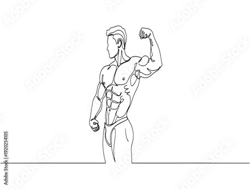 A muscular man flexing his biceps in a confident pose