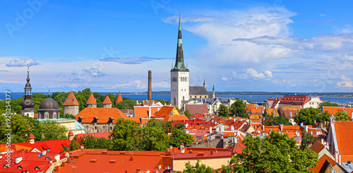 Fényképezés Tallinn old town cityscape with st. Olaf's church