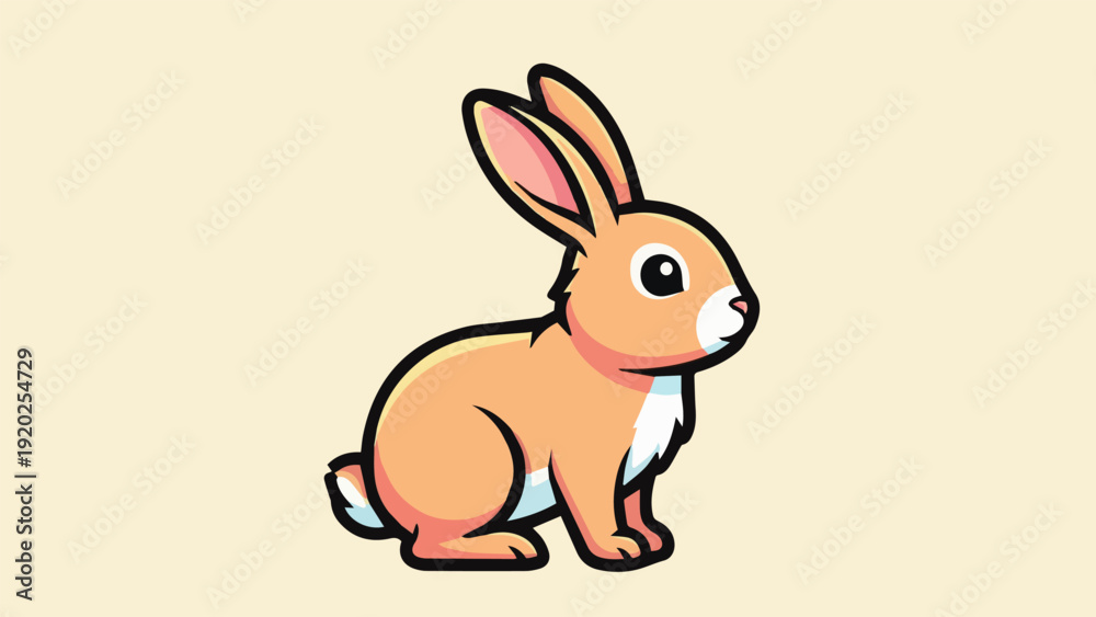 Fototapeta premium Cute pet rabbit standing sideways, modern cartoon vector