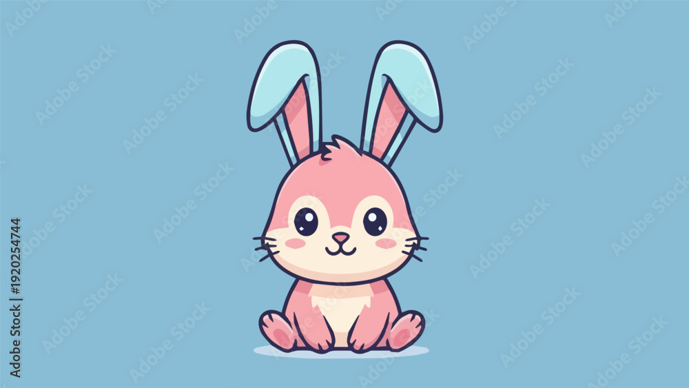 Fototapeta premium Adorable bunny rabbit vector illustration, cute cartoon pet style, flat design