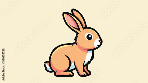 Cute pet rabbit standing sideways, modern cartoon vector