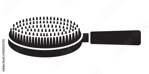 Flat vector illustration of a professional pet grooming brush tool isolated on a white background for animal care and hygiene.