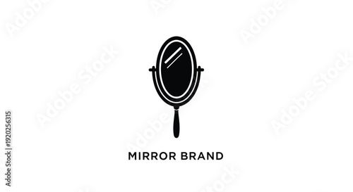 Elegant hand mirror with branding a striking black silhouette