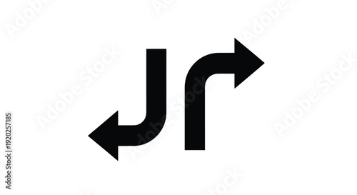 Black arrow symbol pointing both directions minimalist design silhouette