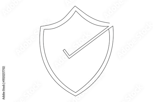 Cyber security shield one line art icon minimalist outline vector illustration