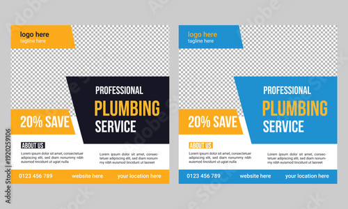 plumbing service and Instagram post banner template design
