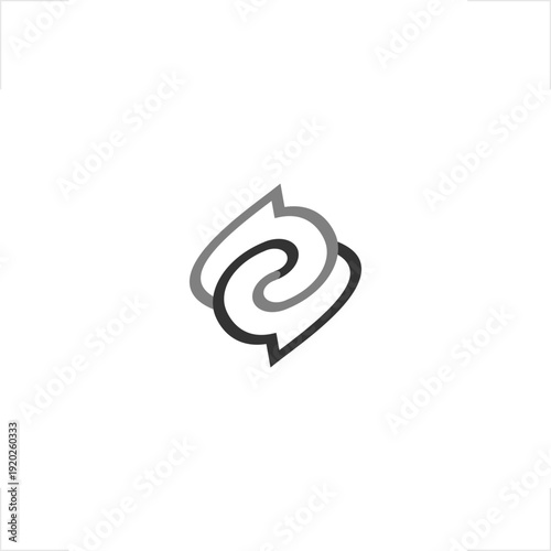 Minimal interlocking speech bubble monogram symbolizing conversation, data exchange, and connectivity, ideal for AI apps, messaging platforms, tech startups, SaaS products, customer support tools