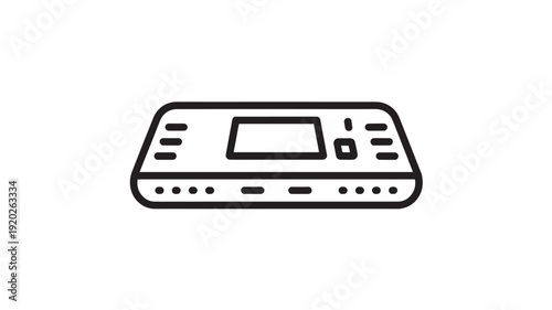 Simple Stereo System in Minimalist Design with Monochromatic Color Scheme on White Background for Music Technology