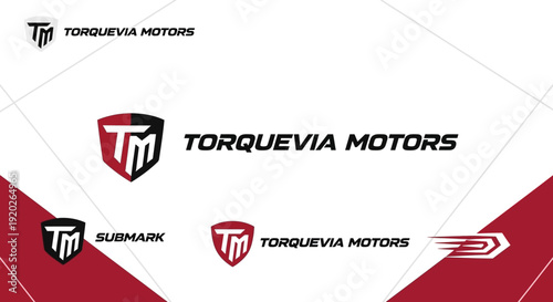 Torquivia Motors automotive performance car racing emblem logo collection, isolated white background.