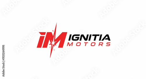 Ignitia Motors logo featuring stylized letters IM and a lightning bolt, symbolizing speed, automotive industry, and power on an isolated white background.