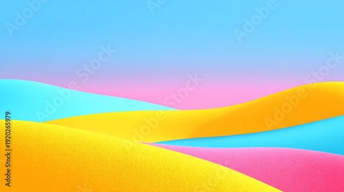 Colorful abstract illustration featuring layered, flowing shapes in vibrant shades