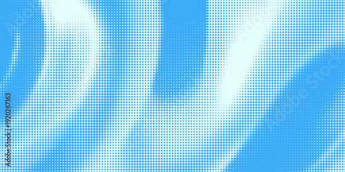Halftone cloud background. White dotted clouds in blue sky. Comic pop art heaven wallpaper for banner, collage, poster, leaflet, brochure. Rasterized smoke, smog or fog texture. Vector illustration