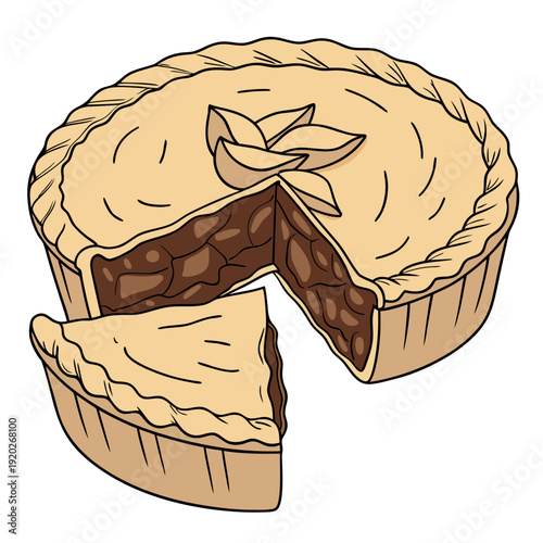 Delicious homemade pie with a slice cut out showcasing its rich filling.