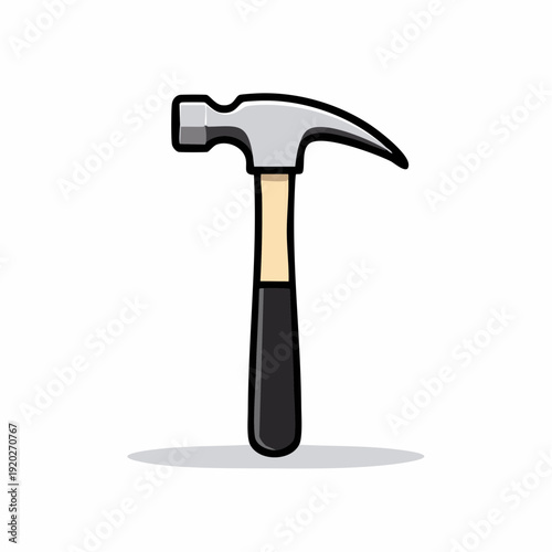 Stylized vector illustration of a classic claw hammer, a fundamental and versatile tool for construction, repair, and home improvement projects