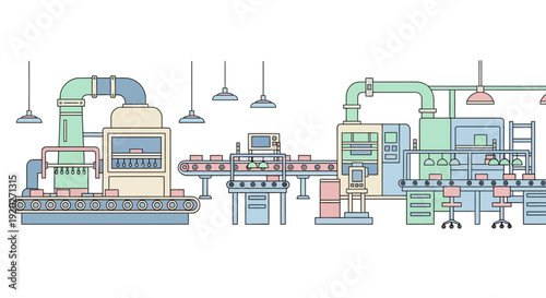 Industrial Manufacturing Plant with Machinery Equipment.