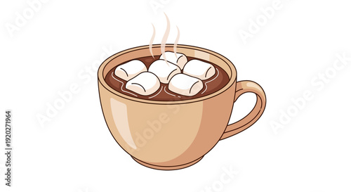 Hot Chocolate with Marshmallows in a Mug.