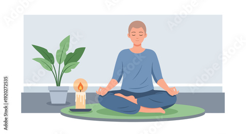 Man Sitting in Meditation Posture.
