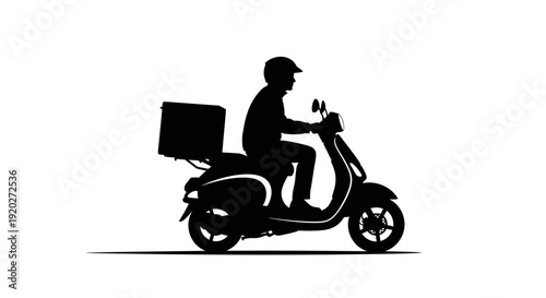 Delivery Rider on Scooter Silhouette.