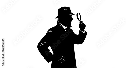 Silhouette of a detective man.