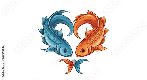 Colorful Koi Fish Swimming Together.