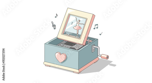 Vintage Music Box with Ballerina Inside.