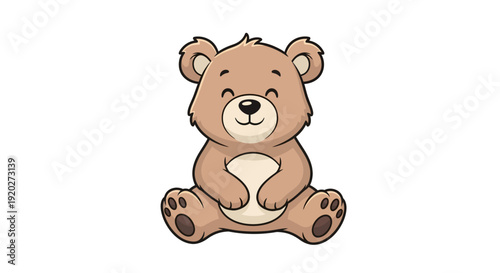 Cute Cartoon Teddy Bear Sitting Illustration.