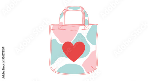 Colorful Handbag with Heart Design and Handles.