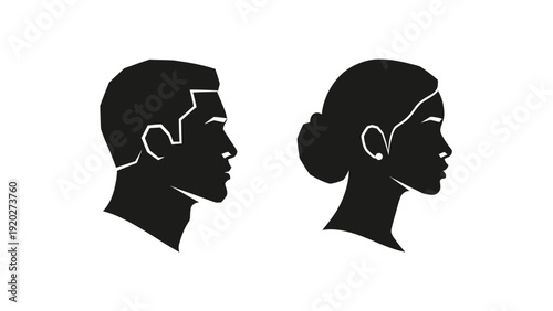 Black silhouettes of man and woman.