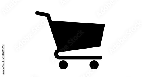Black Shopping Cart Icon Illustration.