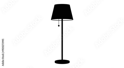 Black Floor Lamp Silhouette Isolated.