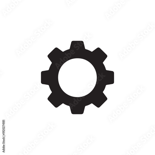 Gear Icon Vector Illustration with Circular Center and Eight Teeth
