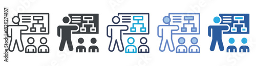 Training icon set multiple style collection