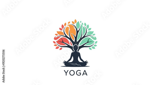 Yoga Tree Logo Design Element.