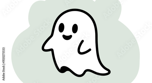Smiling Cartoon Ghost Character.