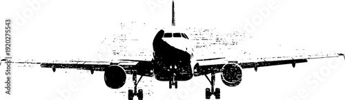 Vintage airplane silhouette in high contrast black and white ink design