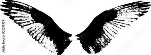 Time flies concept: black and white ink illustration of a clock with wings