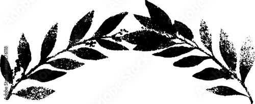 Elegant laurel wreath with crown in high contrast black and white design for heraldic decor